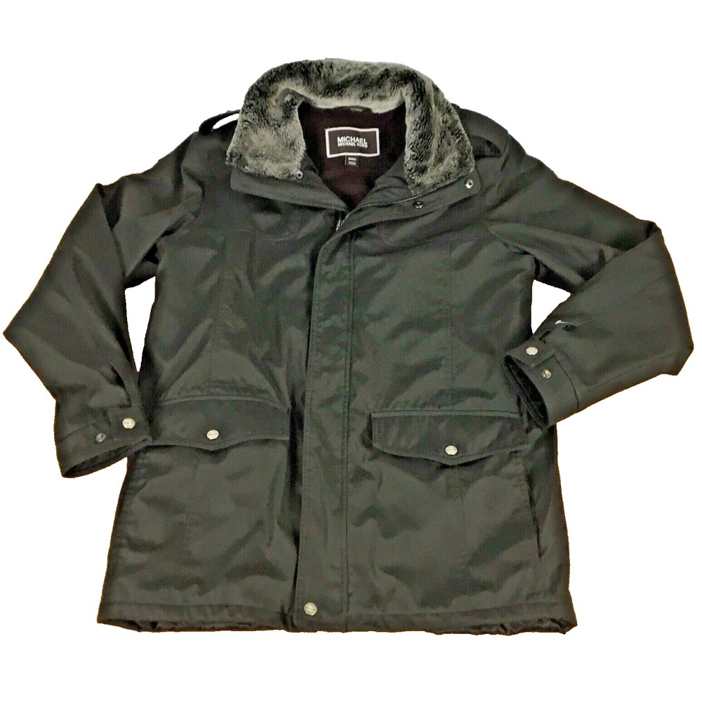 Michael Michael Kors Womens Small Olive Green Faux Fur Collar Field Jacket Coat